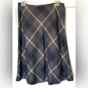 INC International Concepts Size 8 Plaid A-Line Skirt Black Brown Gray Tan Lined